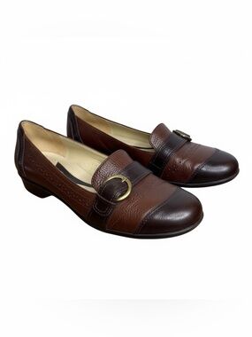 Naturalizer Loran N5 Comfort Leather 2-Tone Brown Round Toe Flats Size 6.5M